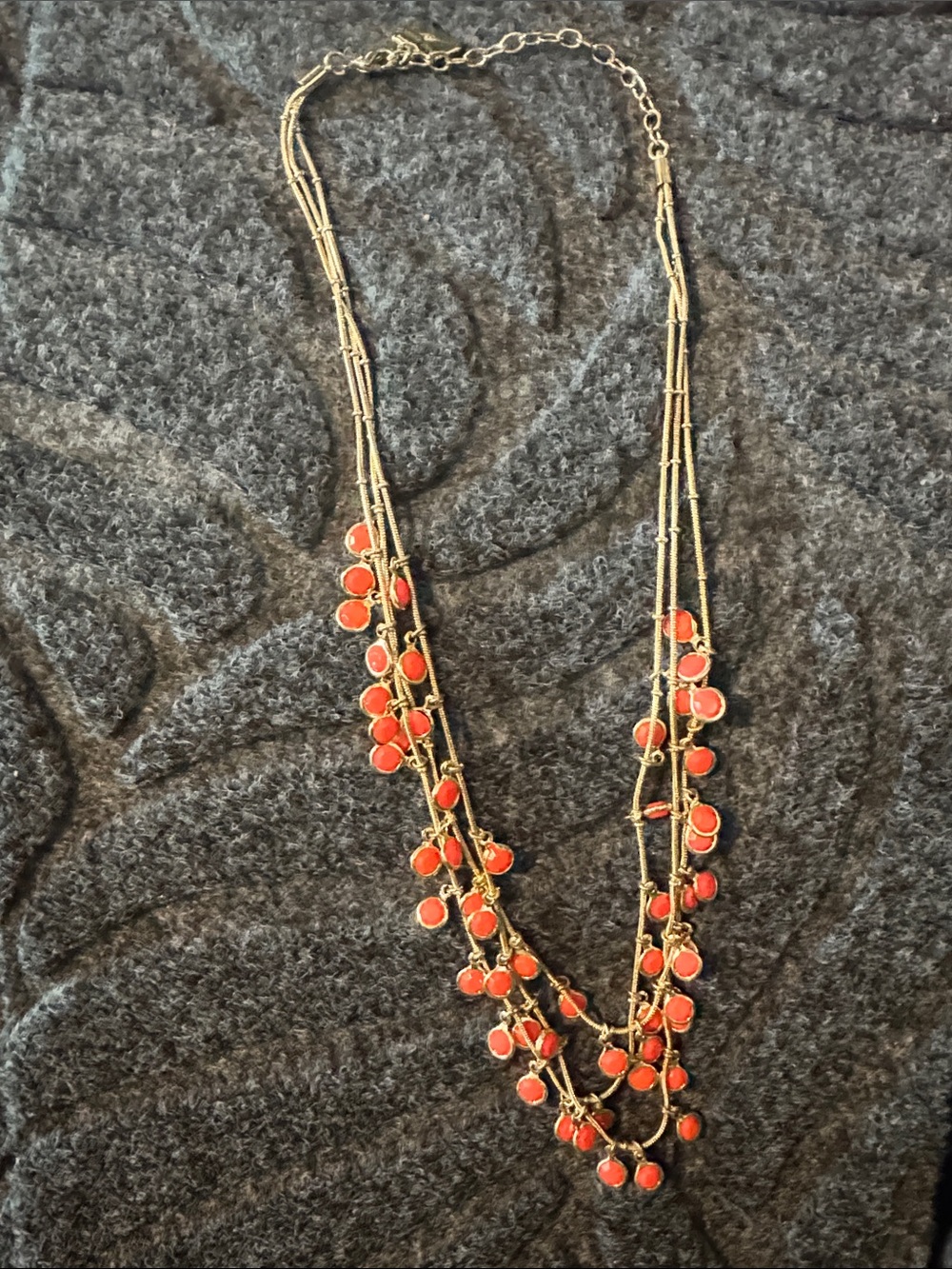 Anne Klein Gold-Tone Multi-Strand Necklace with Coral Beads